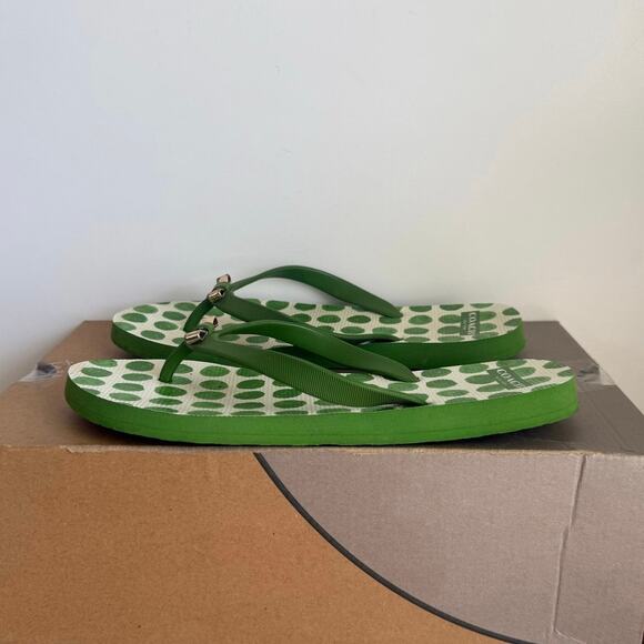 Coach Green/White Polka Dot Women Flip Flops Slides- SZ 7/8 - Picture 4 of 10
